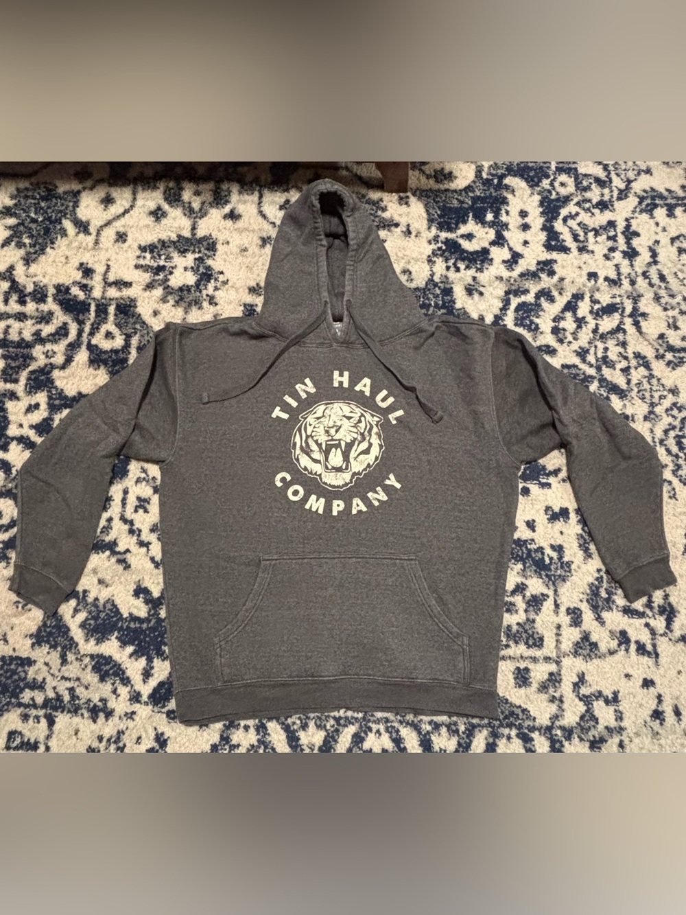 Tin Haul Men's Gray Crewneck Hoodie with Tiger Graphic